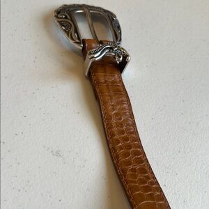 Coldwater Creek Brown Leather Belt with Silver Buckle